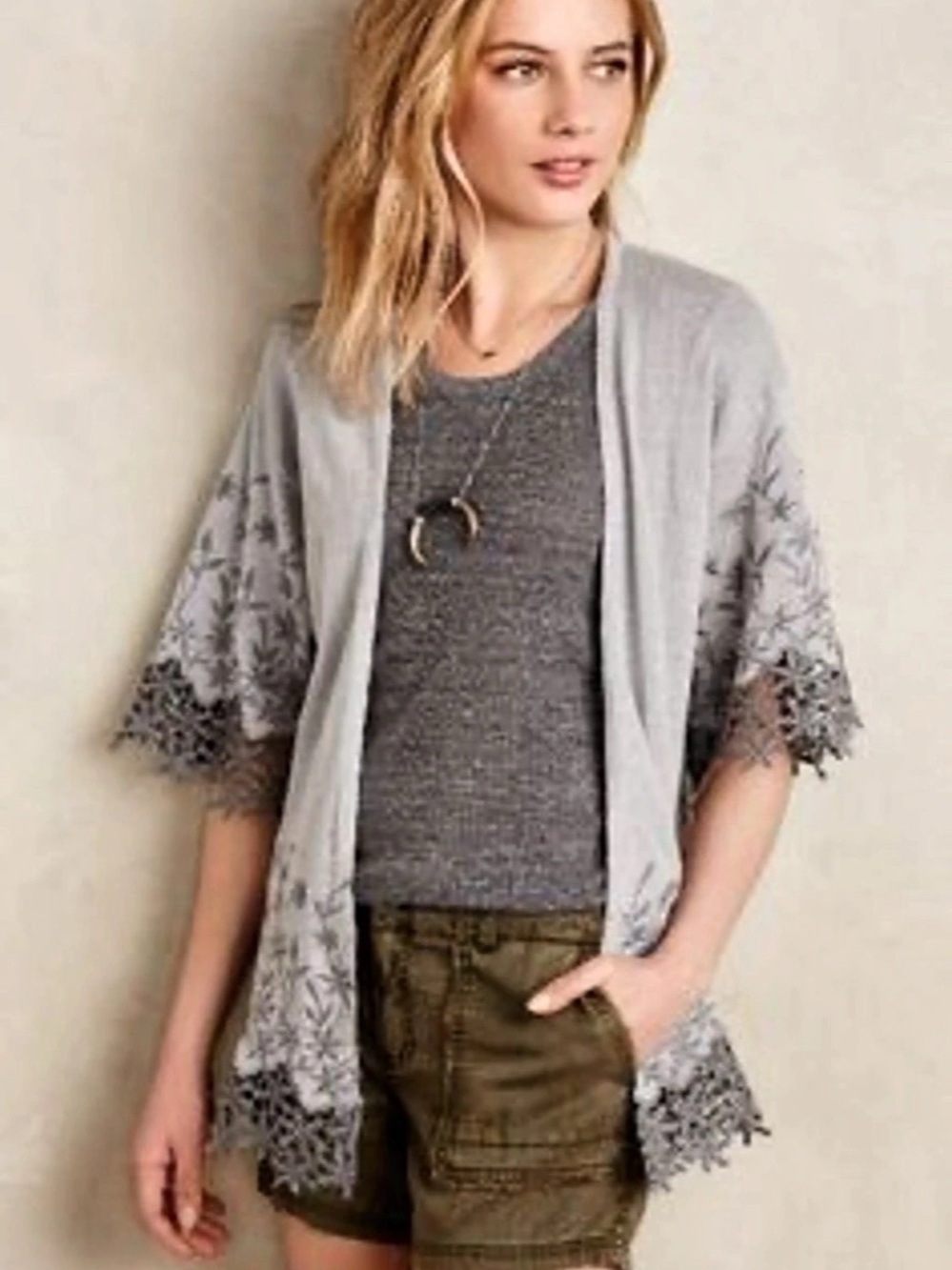 Anthropologie Brielle Embroidered Kimono by Sunday in Brooklyn